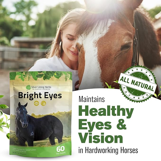 Silver Lining Herbs Bright Eyes Vitamins - Horses Eye Supplements to Support Capillary Health, Great Vision, &amp; Overall Eye Health - Plant-Based Herbal Horse Supplements - 1 lb 60-Day Supply