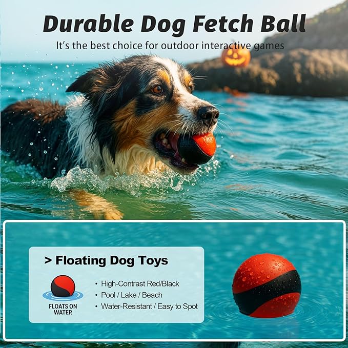 Interactive Squeaky Dog Toys Balls – Durable Rubber Dog Toy for Aggressive Chewers,High Bounce Dog Ball &amp; Floating Fetch Ball,Indestructible Chew Toy for Medium &amp; Large Dogs