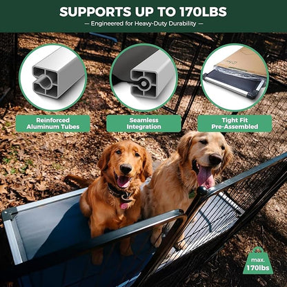 FXW TitanNest Chew-Proof Elevated Dog Bed, Raised Cot for Indoor/Outdoor/Camping Use, Durable &amp; Washable Padded Pet Bed for Toy Dogs, 23.0" L x 17.0" W x 4.5" H, Black