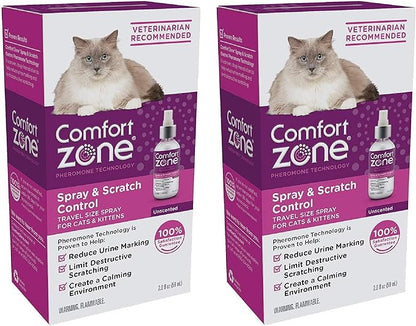 Comfort Zone Spray &amp; Scratch Control Cat Calming Spray (2 x 2 Oz (4 oz Total))