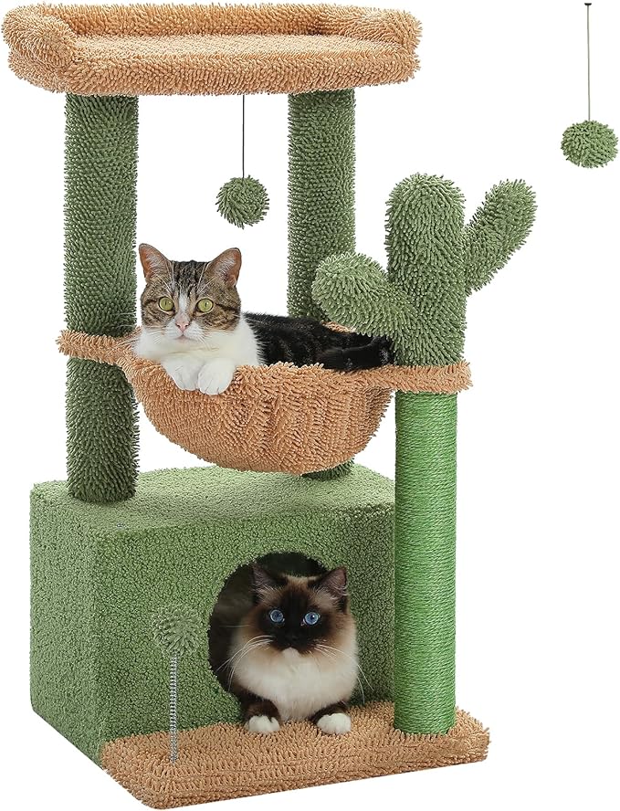 PEQULTI 4-in-1 Cactus Cat Tree, 33&