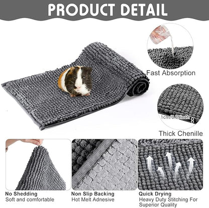 Amylove 4 Pcs Guinea Pig Cage Liner Guinea Pig Bedding Washable Fleece Pee Pads Reusable Small Animals Training Mat Small Animal Sleeping Bed for Bunny Hamster(Dark Gray,47 x 24 Inch)