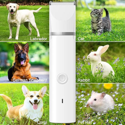 Dog Clippers Grooming Kit Hair Clipper-Low Noise Paw Trimmer- Rechargeable - Cordless Quiet Nail Grinder Shaver for Cats and Other Pets