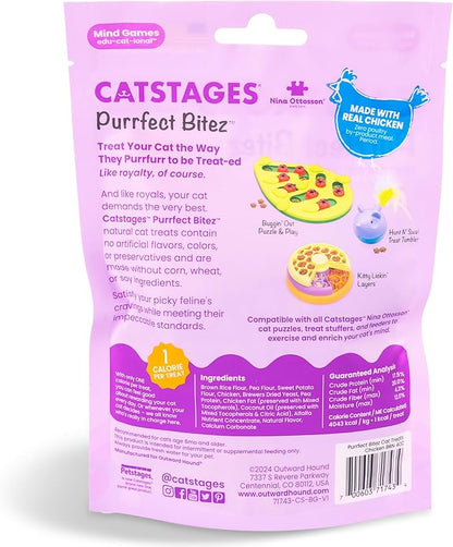 Catstages by Nina Ottosson Purrfect Bitez Natural Crunchy Cat Treats for Puzzles, Toys, Feeders, &amp; Training, USA-Made, Real Chicken Flavor, 4oz
