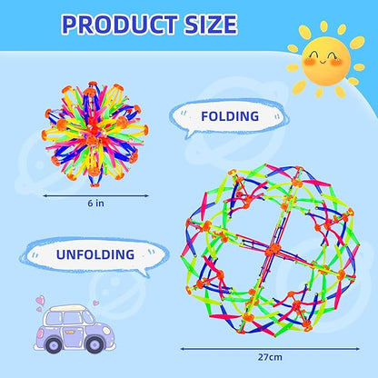 2Pcs Colorful Sphere Expandable Breathing Balls Fidget Toy-Stress Reliever ,Collapsible Expanding Magic Ball Toys from 6" to 12"for Kids &amp; Adults Mindfulness Meditation Practices,Yoga -ADHD