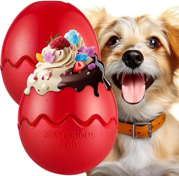 Aliceset 2 Pack Durable Freezable Dog Chew Toys for Aggressive Chewers Interactive Treat Dispensing Puzzle Toy for Large &amp; XL Dogs Keeps Cool &amp; Busy (Red)