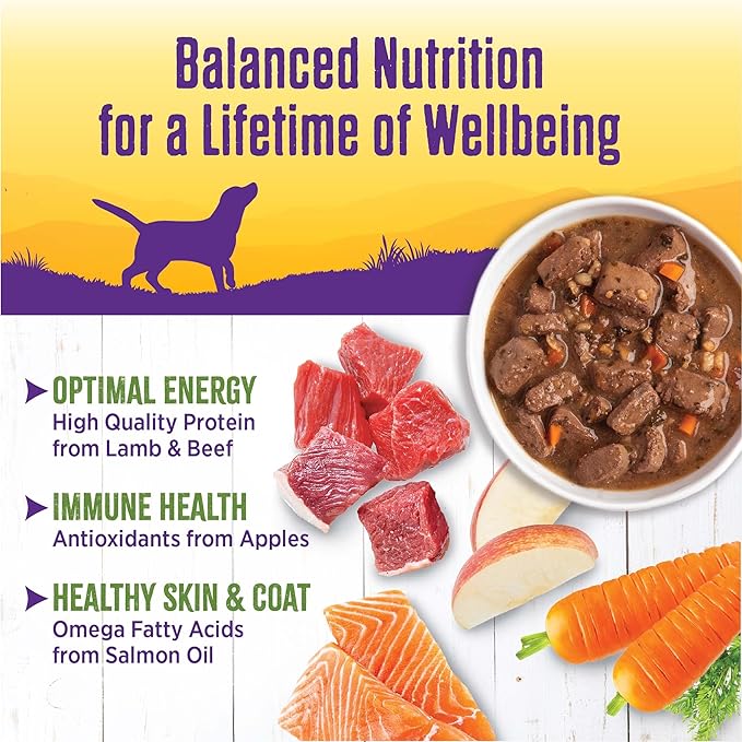 Wellness Complete Health Thick &amp; Chunky Natural Canned Wet Dog Food, Lamb &amp; Beef Stew, 12.5-Ounce Can (Pack of 12)