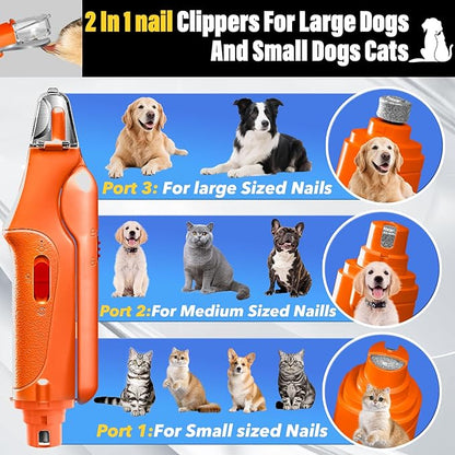 2 in 1 Dog Nail Clippers and Grinder with Lights &amp; Cat Nail Clipper for Large Medium Small Dogs Cats Nail Trimmers USB Rechargeable with 2 LED Lights Dog Claw Care for Non-Black Nails