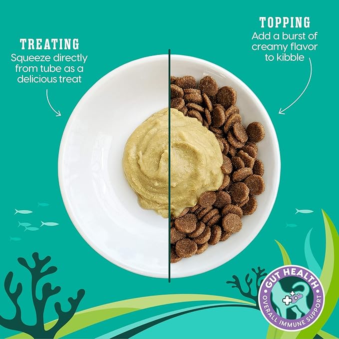 SeaMeal Squeeze Tuna Lickable Cat Treats with Seaweed for Skin &amp; Coat - Wet Cat Treats with Digestive &amp; Immune Health Support - Natural, Holistic, Grain Free (48 Squeezes)
