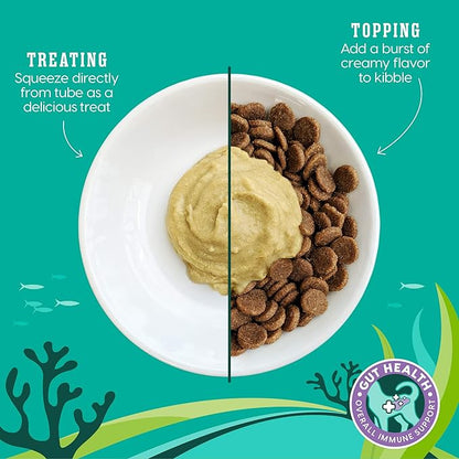 SeaMeal Squeeze Tuna Lickable Cat Treats with Seaweed for Skin &amp; Coat - Wet Cat Treats with Digestive &amp; Immune Health Support - Natural, Holistic, Grain Free (48 Squeezes)