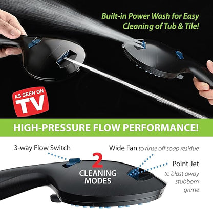 Hotel Spa AquaCare As-Seen-On-TV High Pressure Handheld/Rain 50-mode 3-way Shower Head Combo with Adjustable Arm - Anti-clog Nozzles, Tub &amp; Pet Power Wash, 6 ft. Hose, Rubbed Bronze Finish