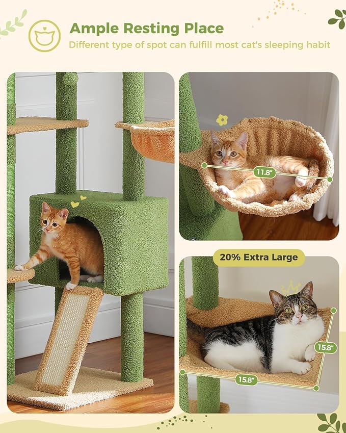 PEQULTI Tall Cat Tree, Floor to Ceiling Cat Tree Tower Adjustable [90.5&