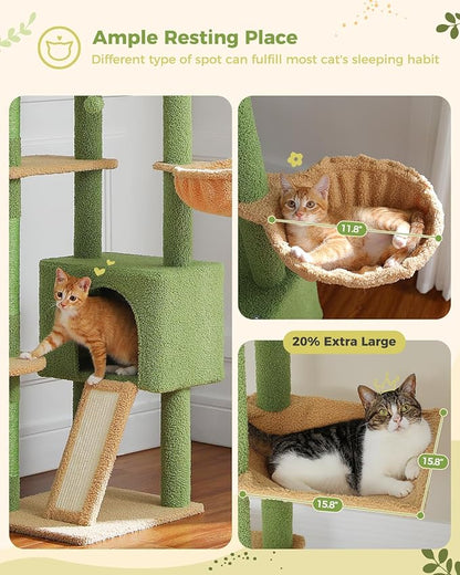 PEQULTI Tall Cat Tree, Floor to Ceiling Cat Tree Tower Adjustable [90.5&