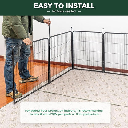 FXW Rollick Unleashed Dog Playpen for Indoor, Yard, RV Camping, 40 inch 48 Panels for Medium and Large Dogs, Black│Patented