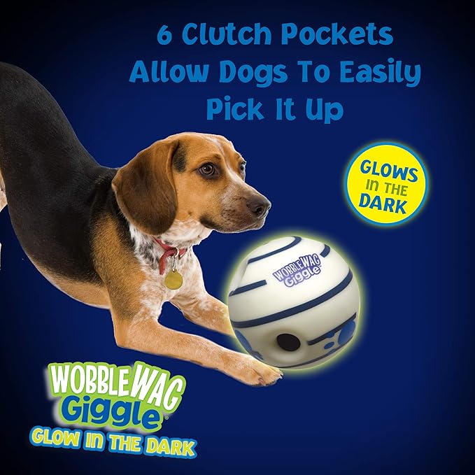 Wobble Wag Giggle Glow in The Dark | Rolling Enrichment Toy for Playtime, Interactive Play for Indoor or Outdoor, Keeps Dogs &amp; Puppies Large, Medium or Small Busy &amp; Moving, As Seen on TV | Pack of 1