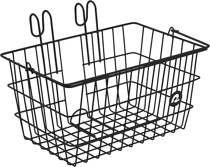 Retrospec Apollo-Lite Lift-Off Bike Basket - Detachable Steel Handlebar Basket with Carrying Handle for Commuting, Shopping &amp; Beach Trips - 14.5in x 9.5in Weather-Resistant Biking Gear