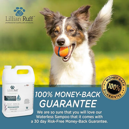 Lillian Ruff Waterless No-Rinse Dog Dry Shampoo Spray with Hydrating Essential Oils - pH-Balanced Dry Shampoo for Dogs - Clean, Condition, Detangle &amp; Deodorize Dry, Sensitive Skin (Gallon)