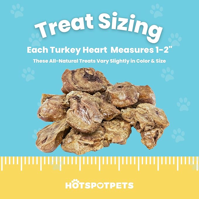 hotspot pets Freeze Dried Turkey Hearts Treats for Cats &amp; Dogs -Made in USA, 1lb Big Bag, Single Ingredient All Natural Grain-Free Turkey Heart - Great for Training, As a Topper or Snack