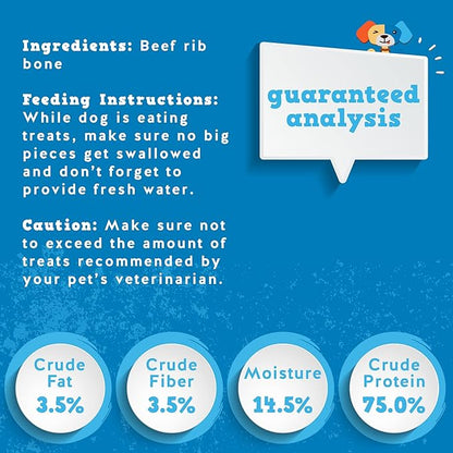 Jack&amp;Pup 6" Rib Bones for Dogs | Beef Bone for Dogs, Flavorful Real Dog Bones (13 Pack)