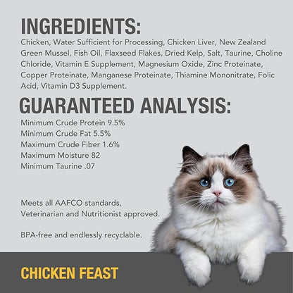 Feline Natural New Zealand Canned Catfood Wet Food, High-Meat, Low-Carb, &amp; Grain Free Cat Food Wet, Chicken Feast, 3 oz, Pack of 24