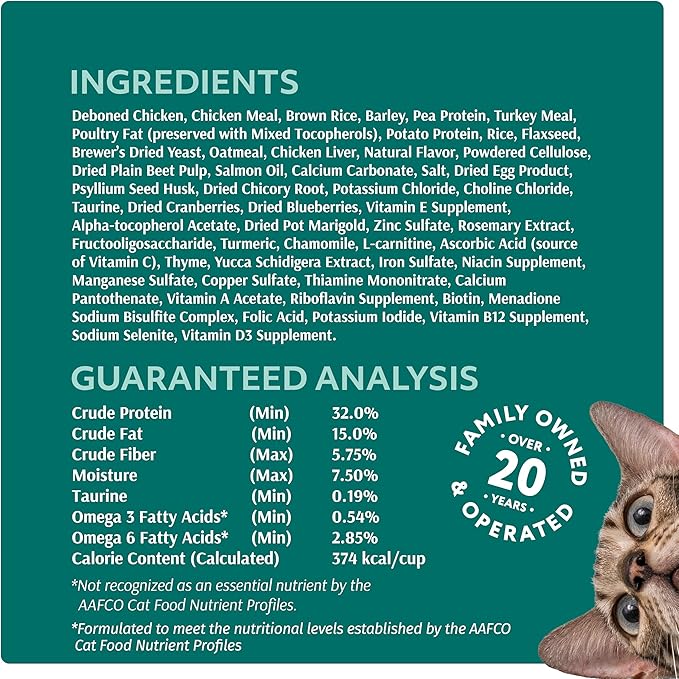 Optimeal Indoor Cat Dry Food- Chicken &amp; Brown Rice Healthy Recipe Cat Food Dry for Adult Cats - Proudly Ukrainian