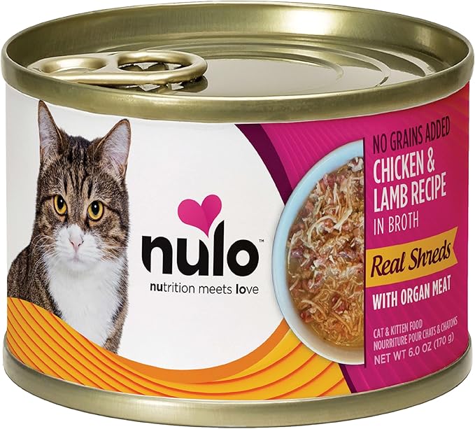 Nulo Real Shreds with Organ Meat Wet Canned Cat Food, Chicken &amp; Lamb, 6.0 Ounce, 8 Cans