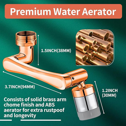 CECEFIN 1080° Swivel Faucet-Extender Sink-Aerator - 2 Mode Splash Water Filter Extension, Kitchen Bathroom 360° Rotatable Spray Attachment, Multifunctional Universal Robotic Arm -Wash Hand/Hair/Face