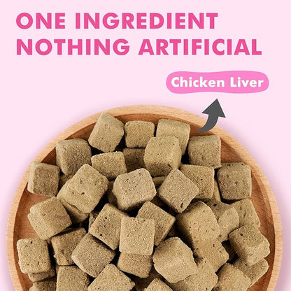 Freeze Dried Cats &amp; Dogs Raw Treats, All Natural Single Ingredient Chicken Liver, High Protein Healthy Pet Training Treats or Food Topper, 3.5 oz