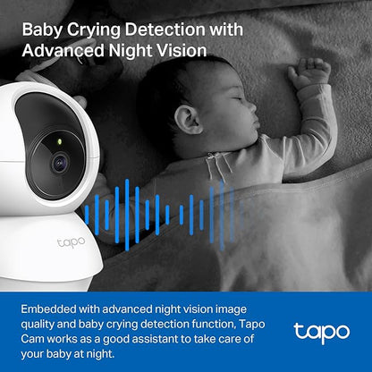 TP-Link Tapo 2K Pan/Tilt Security Camera for Baby Monitor, Dog Camera w/Motion Detection, 2-Way Audio, Siren, Night Vision, Cloud &amp; SD Card Storage, Works with Alexa &amp; Google Home, 2-Pack (C210P2)