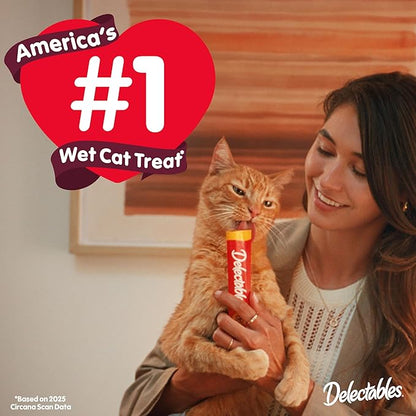 Delectables Squeeze Up Creamy Squeezable Puree, Lickable Wet Cat Treats, Grain Free, No Added Fillers, No By-Products, No Added Preservatives, 0.5 Ounces Tube Chicken with Catnip, 32 Tubes Total