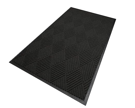 M+A Matting WaterHog Diamond | Commercial-Grade Entrance Mat with Rubber Border – Indoor/Outdoor, Quick Drying, Stain Resistant Door Mat (Charcoal, 4&