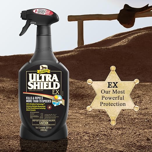 Absorbine UltraShield EX Combo 32oz Sprayer + 128oz Refill Insecticide, Kills &amp; Repels Flies, Mosquitoes, Ticks, Fleas, Lice, Use on Horses, Dogs, Premises