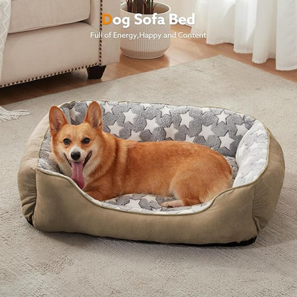 SIWA MARY Orthopedic Dog Bed Medium Size, Washable Waterproof Sofa With Non-Slip Bottom, Comfort for Medium Dogs, M(30"x24"x9") Brown
