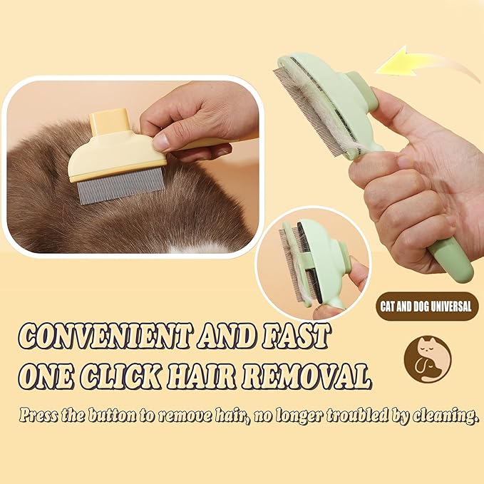 Pet Hair Removal Glove, Self Cleaning Pet Flea Comb Grooming Brush &amp; Cat Brush - 3-in-1 Electrostatic Gloves Pet Hair Remover for Furniture, Clothes, Bedding