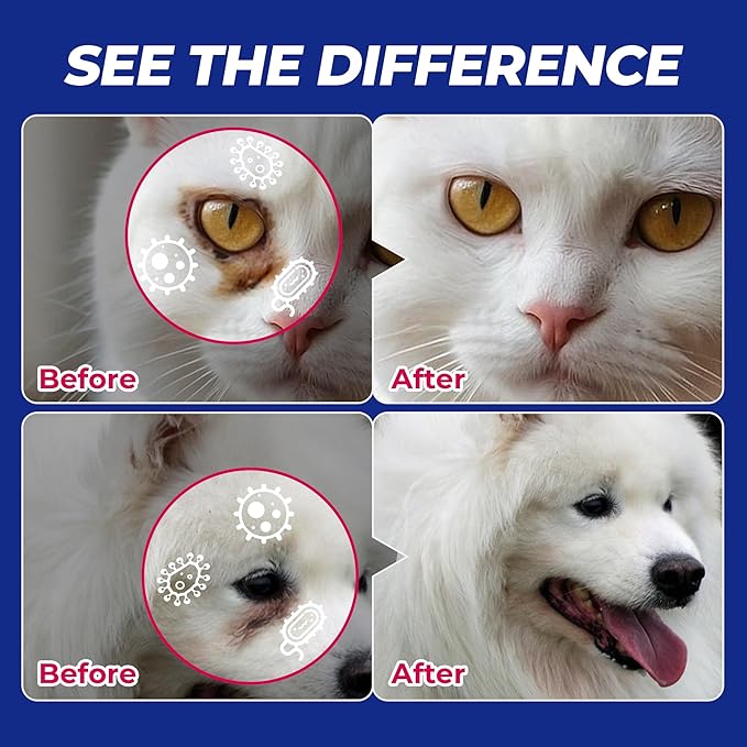 Wellix Dog &amp; Cat Eye Wipes for Discharge and Crust - Pet Eye Wipes Tear Stain Remover for Dogs and Cats - Dog and Cat Grooming Wipes for Eyes and Wrinkle - 110 Counts