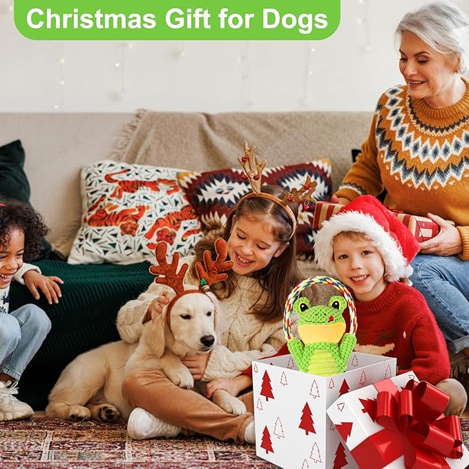 Interactive Chew Proof Dog Toys for Boredom &amp; Anxiety - Plush with Squeaker &amp; Crinkle Sound &amp; Ropes for Small, Medium, Large Dogs