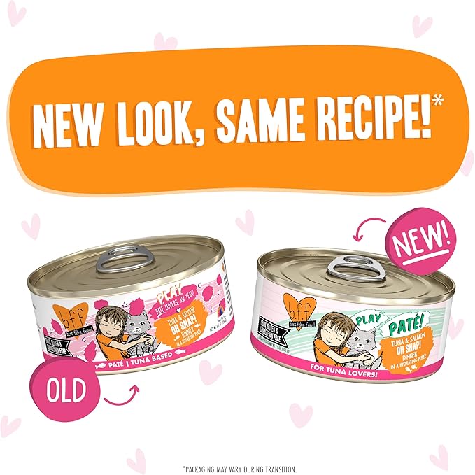 Weruva B.F.F. Play - Best Feline Friend Paté Lovers, Aw Yeah!, Tuna &amp; Salmon Oh Snap! with Tuna &amp; Salmon, 5.5oz Can (Pack of 8)