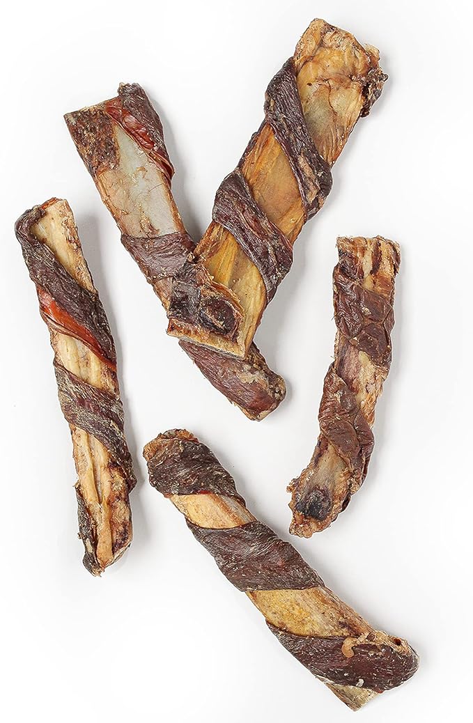 Jack&amp;Pup Twist Beef Rib Bones for Dogs, 7" Beef Rib Bone Small Dog Bones for Puppies with Beef Jerky Twist for Flavor and Fun - Healthy Dog Bones Rib Small Dog Chew Bones (4 Count)