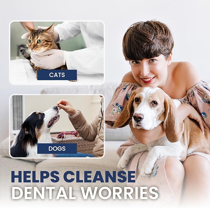 RAD PET - Advanced Pet Dental Hygiene Kit, Vet-Formulated Cat &amp; Dog Tooth Brushing Kit, Complete Oral Care with Cat/Dog Toothbrush and Toothpaste (Enzymatic), Pet Dental Wipes &amp; Water Additive