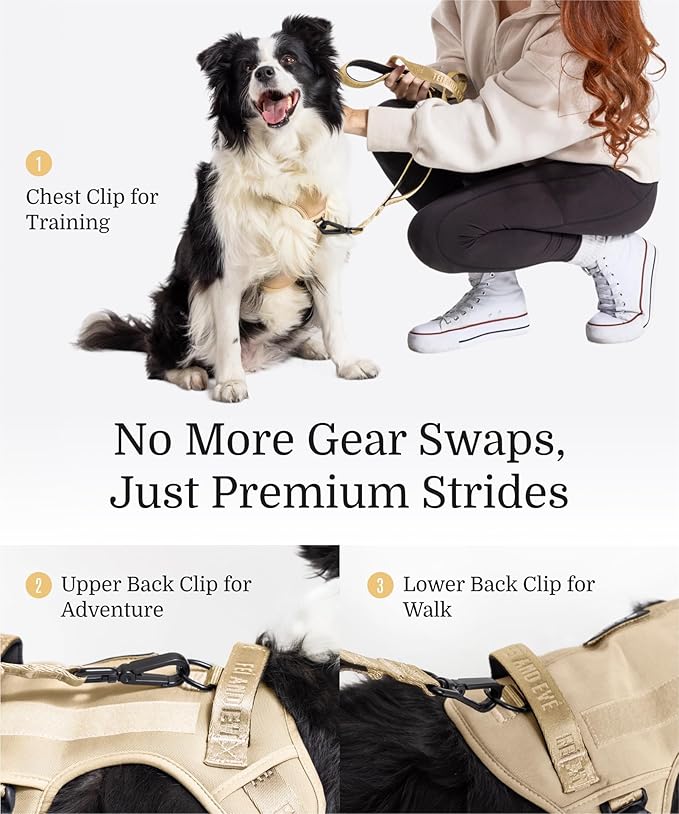 2025 New Edition, Fei &amp; Eve MagEase Dog Harness - 3-Second Magnetic Buckles | 3-Point No-Pull Control | Heavy-Duty 900D Nylon | Dual Safety Handles | Breathable Mesh | Adjustable Fit,X-Large,Champagne