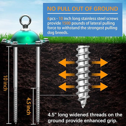 Dog Tie Out Cable and Stake for Yard,(up to 200lbs) 360°Swivel Run Anchors- No Tangle,with 30FT Heavy Duty Tie Out Cable for Dogs,Dog Runner for Yard,Ideal for Outdoor Camping