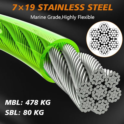 XiaZ 20FT Tie Out Cable for Dogs, Dog Leads for Yard Chew Proof, Heavy Duty Pet Tie Out Cable for Large Dogs Up to 250lbs,Durable Dog Runner Tether Line for Outdoor,Yard