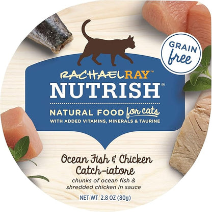 Nutrish Rachael Ray Grain Free Wet Cat Food Ocean Fish &amp; Chicken Catch-iatore, 2.8 oz. Cup, 24 Count