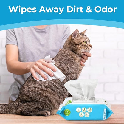 PrimePets Dog Grooming Wipes, 600 Count, 6x8 Inch Deodorizing Wipes for Dogs &amp; Cats, 100% Fragrance Free, Natural Pet Wipes for Cleaning Face Bum Eyes Ears Paws Teeth, Dog Wipes