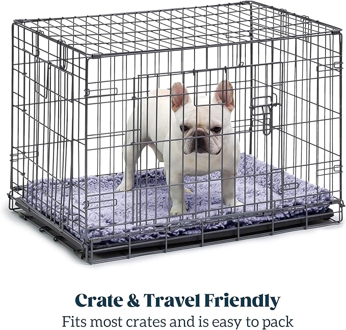 Stoutwool Indestructible Dog Bed - Fluffy Chew Proof Dog Crate Pad - Tough Kennel Pad for Aggressive Chewers - Washable, Ideal for Toy Breeds &amp; Fits 18-Inch Crate - 17"x11", Jacaranda