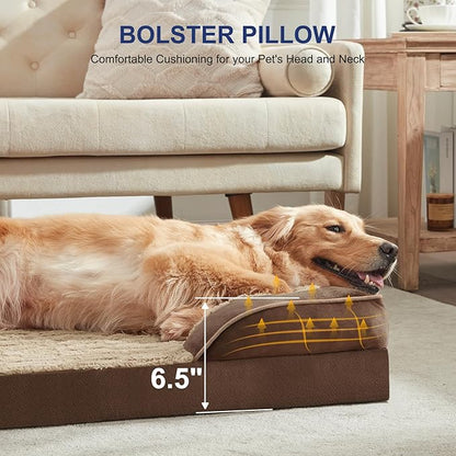 FURTIME Orthopedic Dog Beds for Large Dogs, Egg Foam Dog Bed with Ultra Comfy Supportive Foam, Washable &amp; Waterproof Pet Couch, Nonskid Bottom
