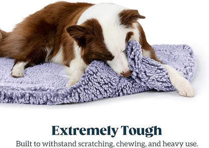 Stoutwool Indestructible Dog Bed - Fluffy Chew Proof Dog Crate Pad - Tough Kennel Pad for Aggressive Chewers - Washable, Ideal for Jumbo Breeds &amp; Fits 54-Inch Crate - 53"x35", Jacaranda