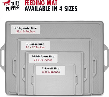 Tuff Pupper 22x16 Medium Dog Feeding Mat for Food and Water | Dog Food Mats for Floors | Waterproof Dog Water Bowl Mat | Dog Placemats Pet Food Mat | Silicone Feeding Mat for Cats and Cat Bowls