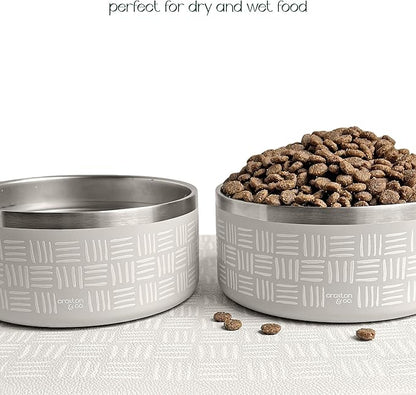 CROXTON &amp; CO. Stainless Steel Pet Bowl for Dogs &amp; Cats | Insulated Food Bowls for Dog Cat | No Tip No Slip | Non-Slip Rubber Base | Dishwasher Safe | Medium (4 Cups)