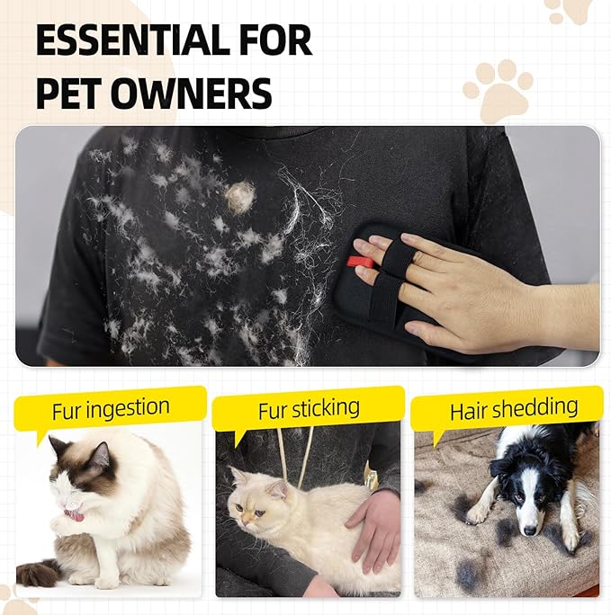 Pet Hair Remover, Reusable Electrostatic Pet Hair Remover Gloves – Double-Sided Grooming &amp; Deshedding Gloves for Cats &amp; Dogs, Pet Fur Removal for Furniture, Carpet, Couch &amp; Clothing -2 PCS